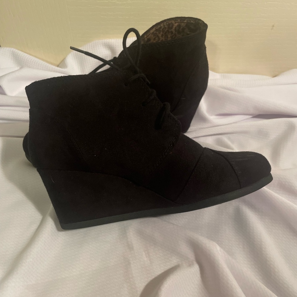 Black Suede Wedge Booties